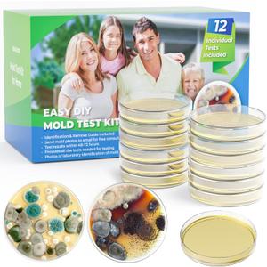 Mold Test Kit for Home - Set of 12 DIY Mold Detector with Detailed Identification Guide, Perfect for Air Quality Tester & Black Mold Testing Kit in HVAC Systems & Home Surfaces