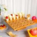 150pc Disposable Wooden Food Cones with 36 Holes Bamboo Ice Cream Cone Holder Display Stand and 150 Colorful Bamboo Stick for Restaurant Catered Events Party or Buffets Ice Cream Food Trucks