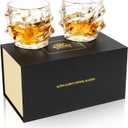KANARS Whiskey Glass 11 Oz, Set of 2 Crystal Rock Glasses for Scotch Bourbon Snifter Brandy Irish Whisky, Unique Liquor Tumblers for Men Dad Gift