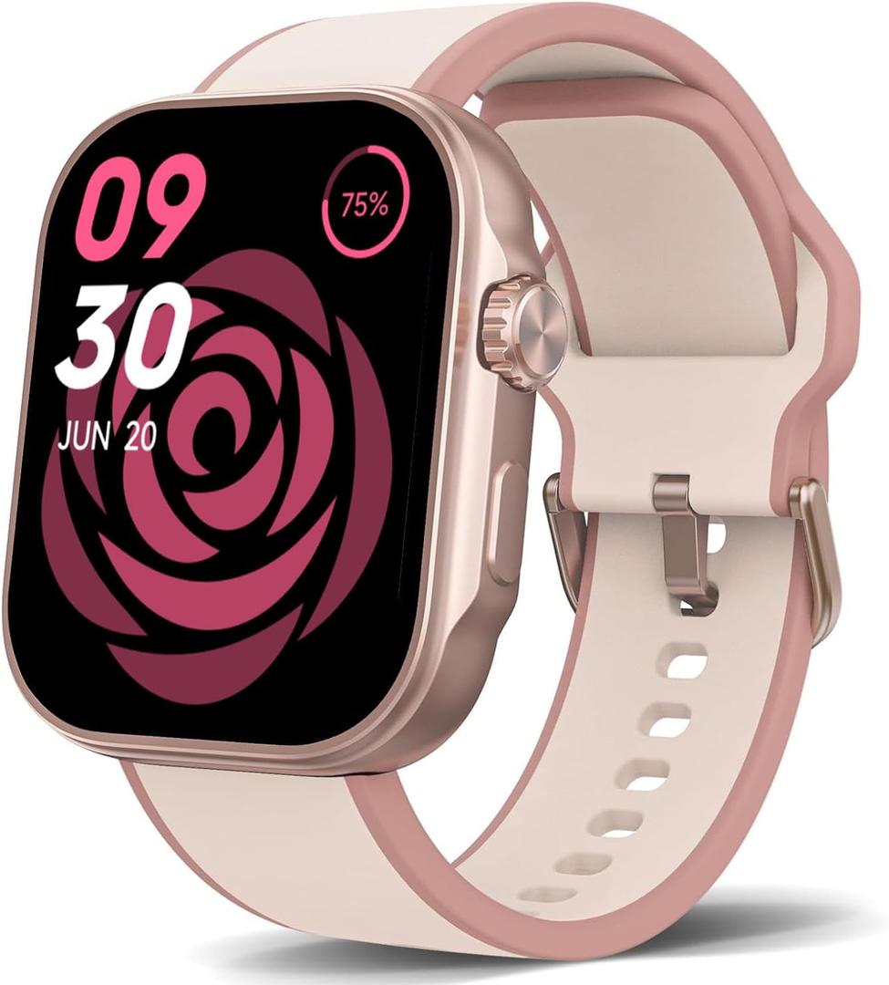 Smart Watch for Women, 1.99" AMOLED Display Fitness Tracker,Smartwatch(Answer/Make Calls), IP68 Waterproof 100+ Sport Mode Activity Tracker, Heart Rate Sleep Monitor, iOS Android Compatible (Pink)
