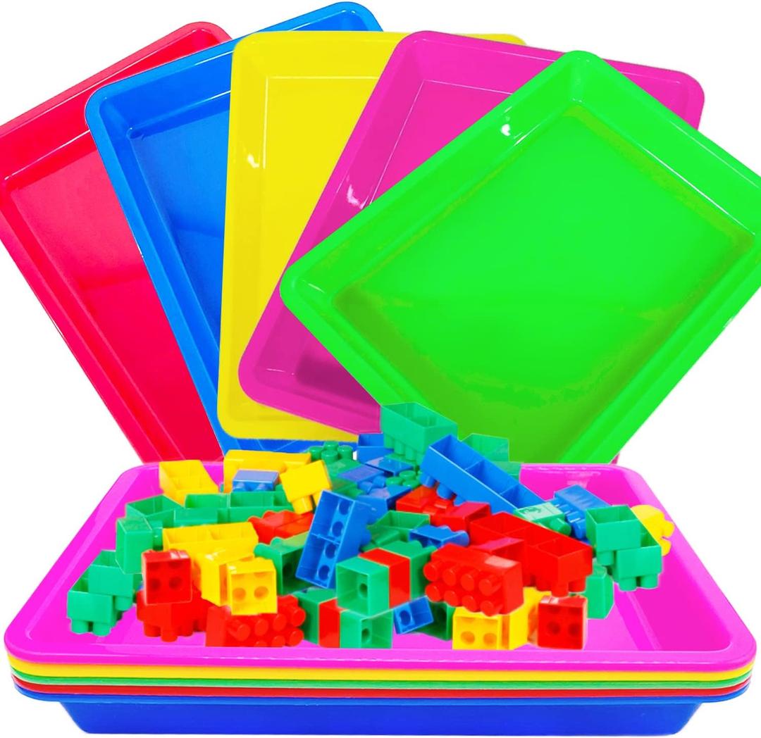 10 Pack Activity Plastic Art Trays,14 * 10 Inch Art Trays for Arts and Crafts, Multicolor Plastic Art Trays for DIY Projects, Beads, Painting, Jewelry