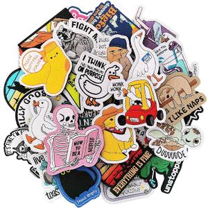 Butie 20 Pieces Random Funny Patches with Hook and Loop, Embroidered Funny Meme Morale Patch for Backpack, Vest, Hat, Clothes