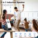 Induction Speaker with Phone Stand 5 in 1 Wireless Induction Bluetooth Audio for iPhone Android Phone Speakers Amplifier with Rechargeable Colorful Light, Birthday Gifts for Men Women Teens (Black)
