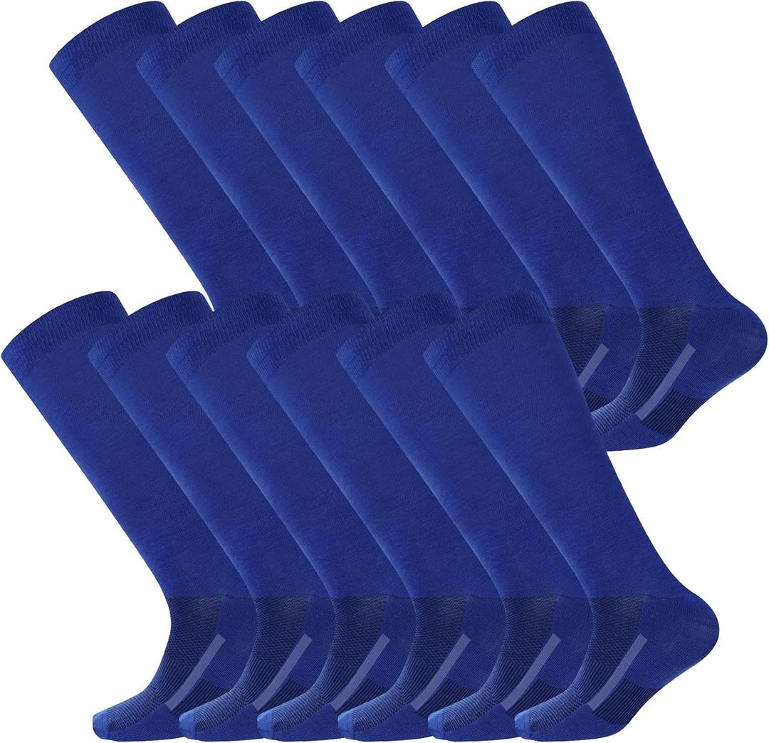 Haysandy 12 Pairs Youth Socks Bulk Soccer Football Softball Baseball Socks for Athletic Girls Kids Youth Adults Team Sport(Blue,S)