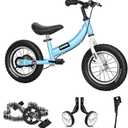 Balance Bike 2 in 1 for Kids 2 3 4 5 6 7 Years Old,Balance to Pedals Bike,12 14 16 inch Kids Bike, with Pedal kit, Training Wheels, Brakes (Blue)