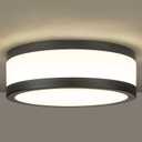 LMS 12 Inch Black LED Flush Mount Ceiling Light, Modern 18W Dimmable Semi Flush Mount Round Ceiling Light for Bedroom, Kitchen, Hallway, Bathroom, 5CCT, LMS-054CL-BKS