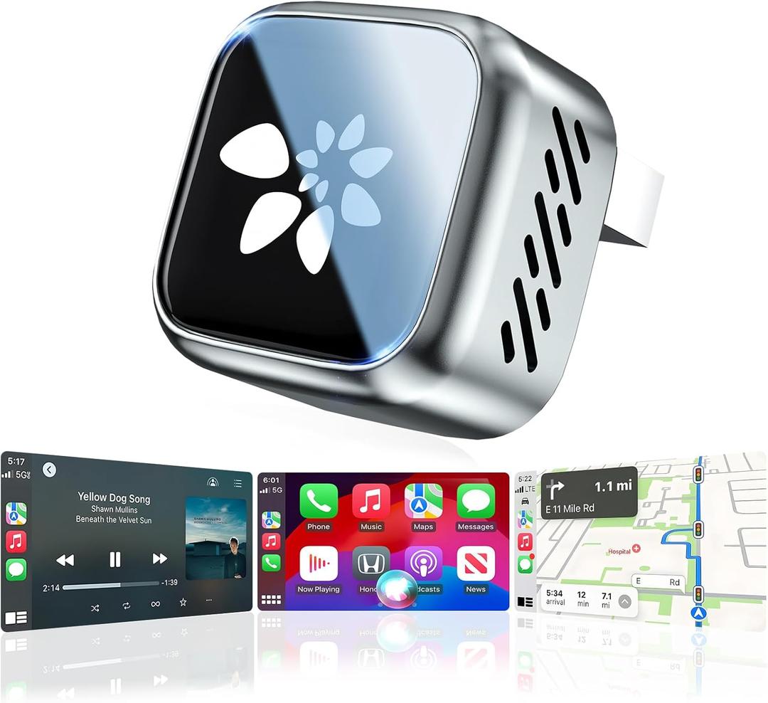 2026 Upgraded Wireless CarPlay Adapter, 2-in-1 Mini CarPlay Adapter for iPhone & Android, 3 Second Auto Stable Connection with Zero Latency, Plug & Play for 2016+ Cars with USB-A/USB-C Ports