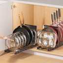 Pots and Pans Organizer under Cabinet, 2 Pack Pull out Pan Organizers inside Cabinet for Kitchen Cabinet Organizers and Storage with Adjustable Dividers and Handled Divider, Blac