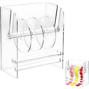 1 Pc Label Dispenser, 4 Disks Sticker Roll Holder Adjustable Sticker Roll Dispenser Acrylic Label Dispensers Acrylic Labels Stickers Holder Organizer for Holding Office and Home