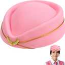 Stewardess Hat Flight Attendant Costume Accessory Air Hostess Uniform Cap Cosplay Headwear for Airline Themed Parties Halloween Dress up 1 Count 7.87 X 7.08 X 3.14 in