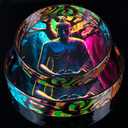 Crocon Wooden Round Ottoman Trays with Handles  Set of 2 Decorative Buddha Print Serving Trays for Kitchen Coffee Table Living Room and Home Dcor