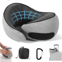 SZXYX Travel Pillows - 100% Pure Memory Foam Neck Pillow for Airplanes, Comfortable Breathable Cover, 360° Support Stowable Pillows for Sleeping, Car, Airport Travel Essentials Dark Grey