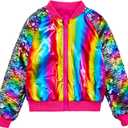 ZYBOUTIC Little Girls Sequin Jackets Kids Sparkle Jacket Zip Up Outwear Toddler Boys Glitter Sleeve Shiny Metallic Coat Birthday Cloth Christmas Rainbow HP 6 Years