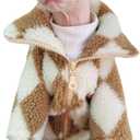 Turtleneck Sphynx Cat Winter Clothes, Double-Sided Fleece Jacket with Zipper, Sweater for Sphynx Cat Winter Warm Outfit Coat for Hairless Cats and Small Dogs Apparel with Sleeves (Diamond, Medium)