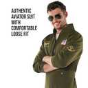 Morph Pilot Costume Men, Fighter Pilot Costume, Aviator Suit, Halloween Costumes Adult, Halloween Costumes Mens (Small)