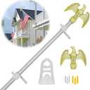 NQ 6FT Flag Pole for Outside House, 3/4 inch Diameter Aluminum Flag Pole with Eagle Topper, House Flag Pole Kit with Flag Pole Holder(Silver)