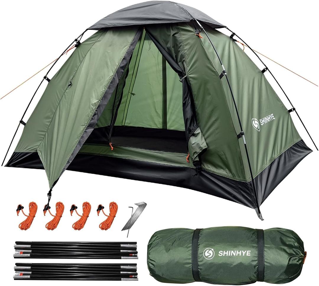 Backpacking Tent for Camping 1-5 Person Hiking Ultralight Tent for Waterproof Windproof Outdoor Two Doors Tents Easy Quick Setup Lightweight Instant Tents (Green 2 Person)