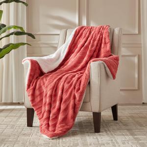 SNUGSUN Heated Throw Blanket Faux Fur & Sherpa, Safe Electric Blanket ETL & FCC Certified, Soft Warm 6 Heating Levels & 4 Hours Auto-Off, Machine Washable, 50"x60" Pinky