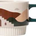 Ceramic Coffee Mug, 12oz/320ml Small Milk Tea Cup for Cocoa Cappuccino Latte Cereal Dishwasher Safe Microwave Safe, Office & Home, Brown Dessert Oasis Southwest Style Aesthetic Design