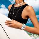 2 in 1 Bling Waterproof Case for Apple Watch Series 6 5 4 SE 40mm, 360 Protective PC Cover Front & Back with Tempered Glass Screen Protector, [Full Diamond] Watch Case for Women, Black