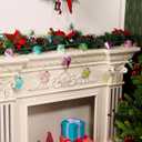 Amooca Christmas Balls Ornaments Hanging Garland Decorations with LED Lights 20pc 12.2ft for Window Wall Stair Railing Xmas Tree Holiday Party Home Decor with Timer Colorful Rainbow Pyramid Balls