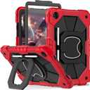 WESOROL Case for Samsung Galaxy Tab A9 Plus 11 Inch 2023 (SM-X210/X216/X218), Heavy Duty Galaxy Tab A9+ Tablet Case with Screen Protector 360 Rotating Handle Strap Pen Holder, Red