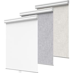 GENIMO 100% Blackout Roller Window Shades, Window Blinds Cordless with Thermal Insulated, UV Protection Fabric, Mini French Door Blinds for Home, Office, Bedroom, Easy to Install, White, 45" W X 72" H