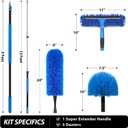 20 Feet High Reach Duster Kit with 5-12 Ft Extension Pole, Cobweb Duster with Telescoping Pole, Window Squeegee with Scrubber, Spider Web Brush, High Ceiling Fan Duster for High Window, Interior Roof