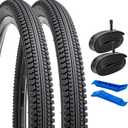 YUNSCM 2-PCS 26" Road Bike Tires 26 x 2.125/57-559 and 26" Heavy Duty Bike Tubes Schrader Valve Compatible with 26x2.0 26x2.10 26x2.125 26x2.15 Bike Bicycle Tires and Tubes