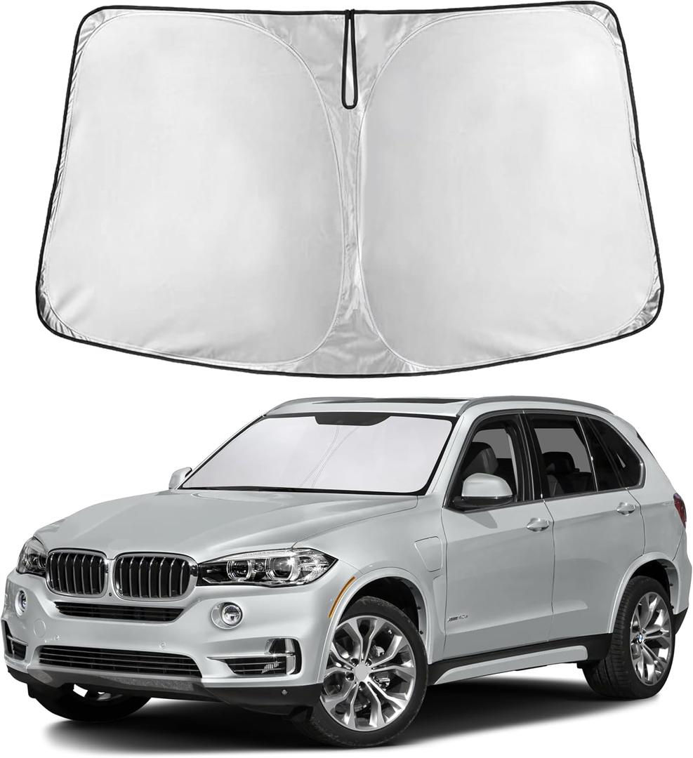 EcoNour Windshield Sunshade Compatible for BMW X5 2019-2024 2025 2026, Sun Visor for Front Windshield & Window Sun Shade Cover, UV Heat Blocker & Protector, Car Accessories