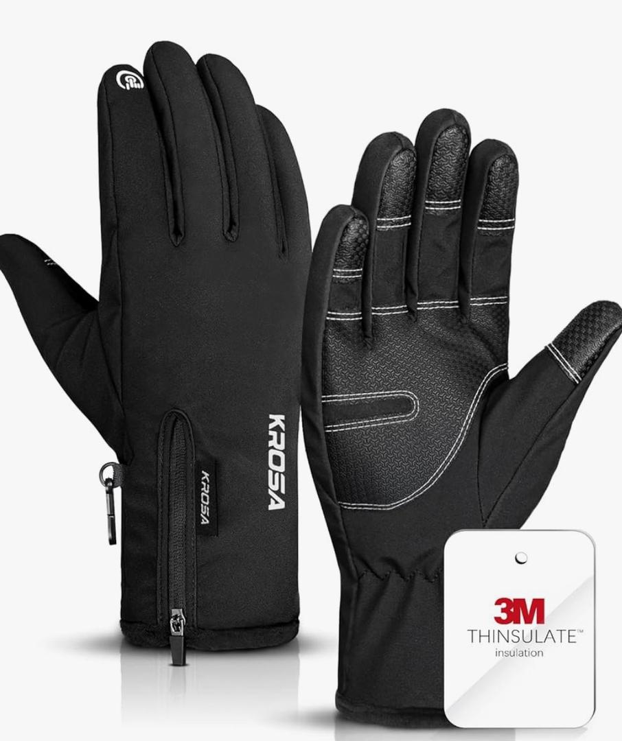krosa Winter Gloves For Men Women Made with 3M Thinsulate, Waterproof Ski Gloves for Cold Weather with 10 Touchscreen Fingers, Medium