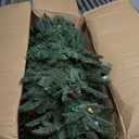 QBA 6FT Prelit Christmas Tree, Realistic Artificial Christmas Tree with 1264 PE&PVC Branches Tips, 210 Multi-Color Lights, Foldable Metal Stand, for Home Office Party Holiday Decoration, Green