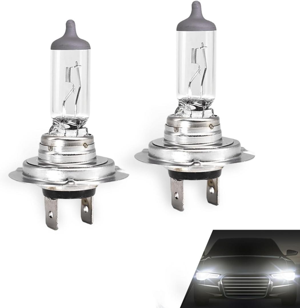 2 PCS H7 Car Halogen Bulb, 12V Quartz Lamp Ultra-bright Beam Low/High Beam Light Replacement, All-in-one Plug and Play Bulb, Universal Lighting Accessories for Cars (Warm White Light #H7)
