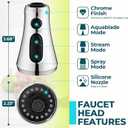 VFAUOSIT Kitchen Faucet Head Replacement with 9 Adapters, 3-Mode (Aquablade) Pull Down Kitchen Sink Faucet Sprayer Head for Moen, Delta, Kohler Faucets, Sink Faucet Spray Nozzle, Chrome Faucet Head