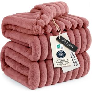 Bedsure GentleSoft Dusty Pink Fleece Queen Blanket for Couch - Super Soft Cozy Blankets for Women, Cute Small Blanket for Girls, 90x90 Inches