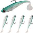 Freshwater and Saltwater Soft Plastic Fishing Lures,Catching Lures for Family Fishing- 3.5 inch Realistic Simulation Paddle Tail Design,Soft Plastic Baits (Green, 3.5"",0.45oz), 5pcs
