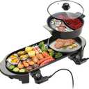 Electric Hot Pot with Grill Indoor Shabu-shabu Hotpot Korean BBQ Grill, Removable Hotpot Pot W/Large Capacity Baking Tray, Smokeless Non-Stick, Adjustable Temperature, 1-6 People 110V (3-Quart)
