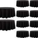 Round Tablecloth 120 Inch 10 Pack Black Tablecloths Washable Decorative Linen Polyester Table Clothes Cover for Dining Table Banquets Buffet Parties and Wedding
