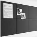 Bumusty Large Cork Board 36"x24" Alternative - 6 Pack Felt Wall Tiles with 40 Safe Removable Adhesive Tabs, 30 Pushpins, Cork Boards for Walls Pin Board Bulletin Board Office Decor (Black)