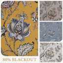 NICETOWN Curtains for Living Room 96 Inches Long 2 Panels, Room Darkening Curtains for Farmhouse, Thermal Insulated Privacy Drapes Oak Brown Botanical Floral Print Design, W52 per Panel