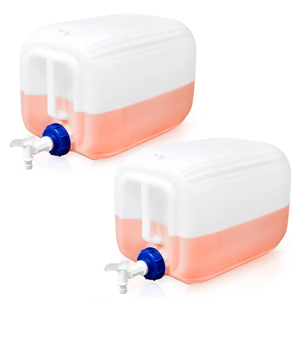 Kigley 2 Pieces 5 Gallon Carboy with Spigot, 10 Gallons Total, Plastic Water Tanks Container Vented HDPE Water Jug Dispenser Translucent Bucket
