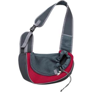 Dog Carrier Sling Front with Adjustable Strap Outdoor Travel Shoulder Pet Bag(12.2"L x 5"W x 10"H, Red)