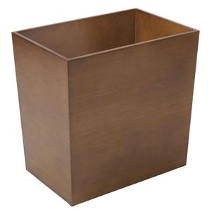 mDesign Rectangular Narrow Trash Can Wastebasket, Small Garbage Container Bin for Bathroom, Kitchen, Home Office, Craft Room, Bamboo Veneer, Brock Collection, Brown