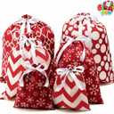 JOYIN 6 PCs Fabric Gift Bags Red Elegant Color with 3 Sizes for Each Season, holiday present Giving, Holiday Presents Dcor, Giant Gifts Decorations.