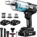 Car Vacuum Cordless, 35000PA Strong Suction Handheld Vacuum with 2 Detachable Batteries, 60Min Runtime Portable Vacuum Cleaner for Car Detailing, Pet Hair, Home Couch & Office, 350ML XL Dust Cup (Black)