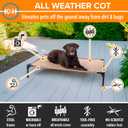 K&H Outdoor Elevated Dog Bed - Cooling Raised Dog Bed for Medium & Large Pets, Breathable Mesh Hammock Design, Indoor/Outdoor Washable Cover, Portable Metal Frame, Tan, Large 42x30in