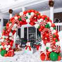 BONROPIN Christmas Balloon Garland Arch kit with Christmas Red White Candy Balloons Gift Box Balloons Red Star Balloons for Xmas Party Decorations