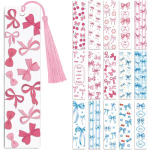 Peacoblue 30pcs UV DTF Bookmarks Transfer Stickers Wraps Bows for Women Men Reading, Waterproof Bookmarkers Decal(No Blank Bookmarks) for Acrylic Plastic Metal Blank Bookmark
