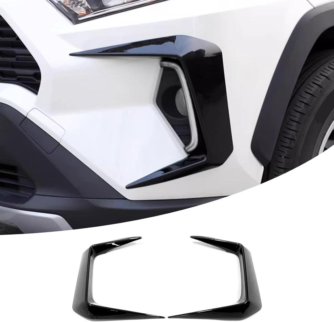 Car Accessories Exterior Fog Light Trim Cover Front Eyebrow Spoiler (Glossy Black) Fit for 2019 2020 2021 2022-2025 Toyota Rav4 ABS 2 PCS Not Fit RHD/Adventure