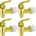 Biaungdo 4 Pcs Replacement Spigot for Beverage Dispenser, Golden Push Style Beverage Dispenser Carafe Spigot Water Dispenser Replacement Spout Faucet